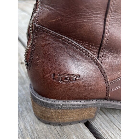 UGG Seldon Women's 6.5 Brown Leather Tall Riding Boots 1006038 - Picture 4 of 16